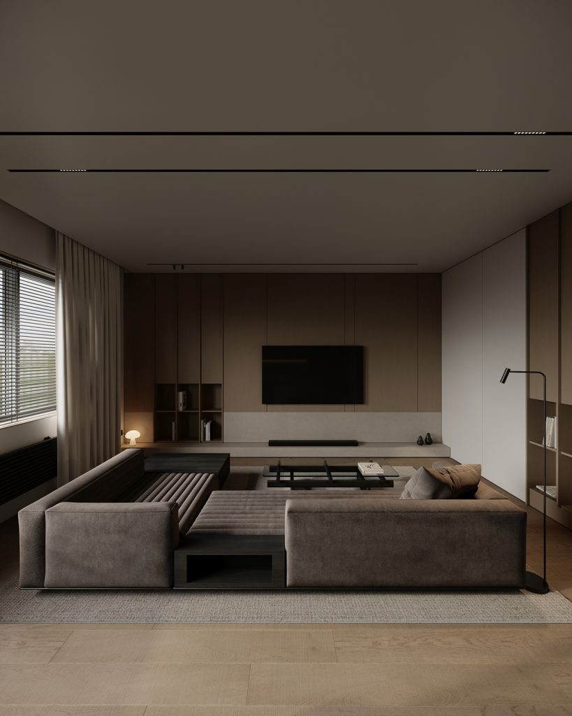 Apartment J — modern interior design project in Groningen, Netherlands, created by BIRO19. Contemporary living space defined by natural materials, warm tones, and minimalist elegance.