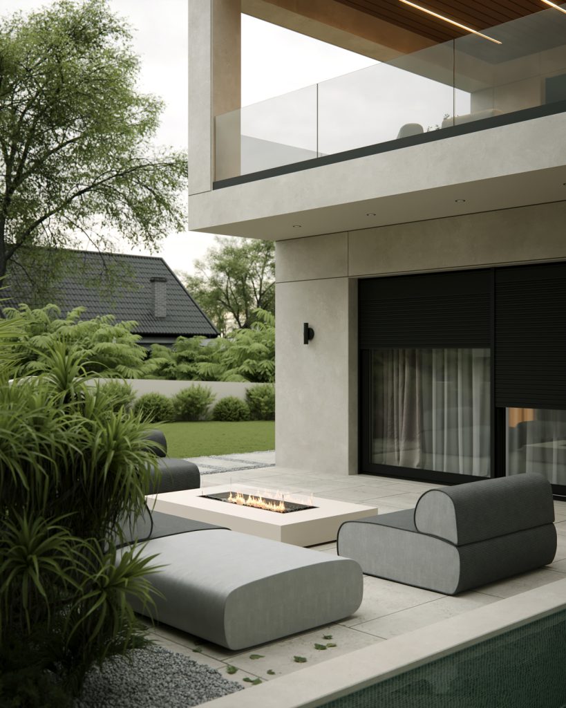 House J — modern luxury villa in Belgrade designed by BIRO19. Photorealistic 3D exterior render showcasing contemporary architecture and refined materials.