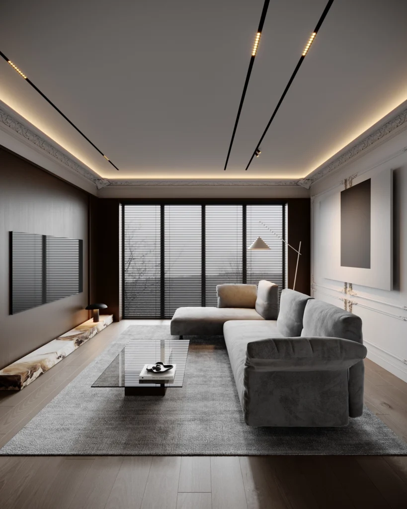 Apartment B interior design in Belgrade Serbia - modern minimalist spaces with refined materials and soft lighting