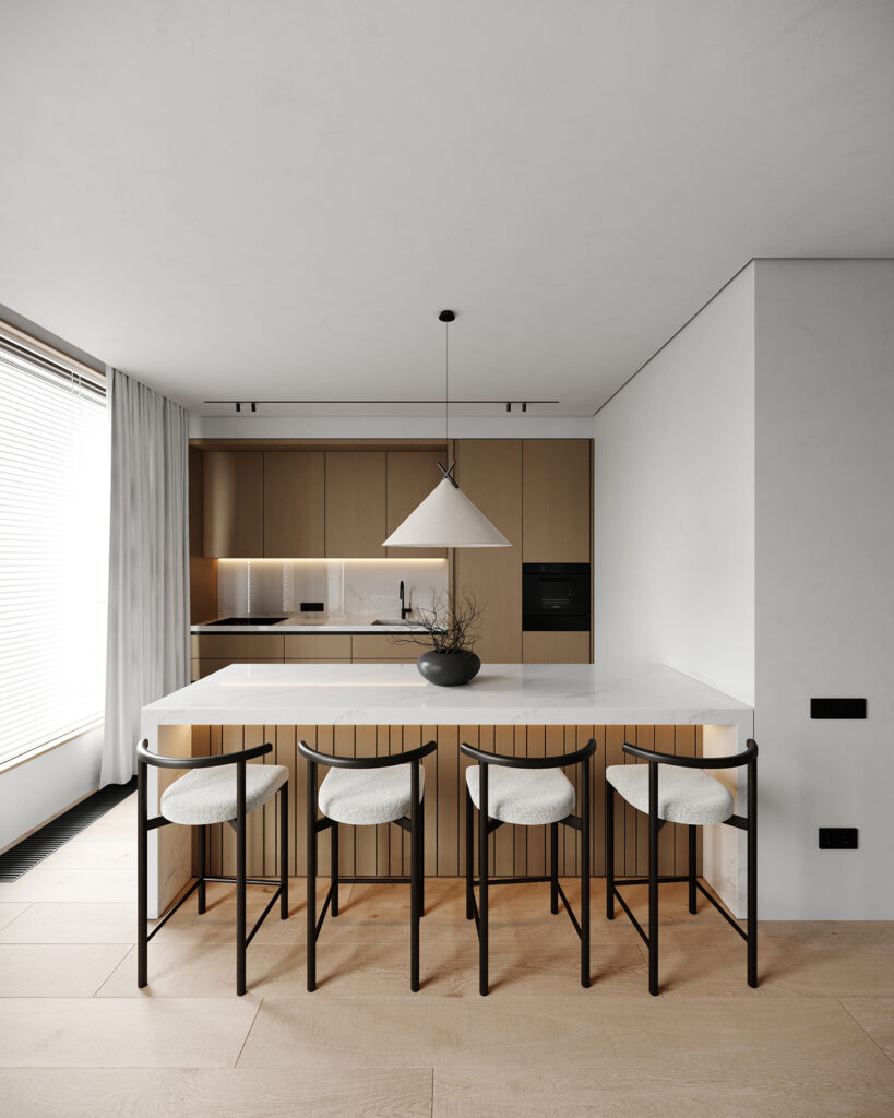 Apartment K — contemporary interior design project in Belgrade, Serbia, by BIRO19. Modern apartment defined by calm tones, natural textures, and refined spatial balance.