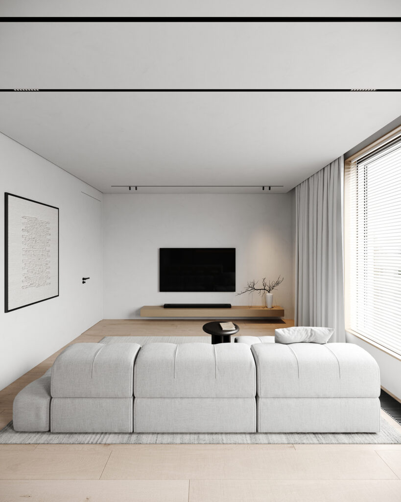 Apartment K — contemporary interior design project in Belgrade, Serbia, by BIRO19. Modern apartment defined by calm tones, natural textures, and refined spatial balance.