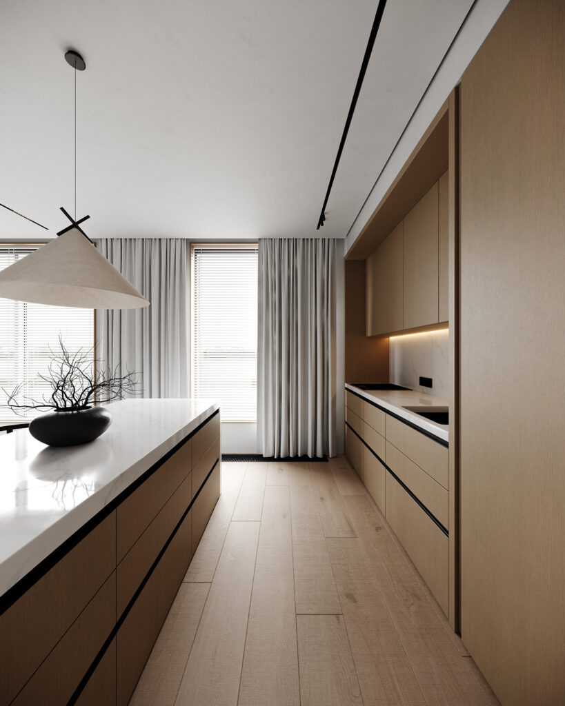 Apartment K — contemporary interior design project in Belgrade, Serbia, by BIRO19. Modern apartment defined by calm tones, natural textures, and refined spatial balance.