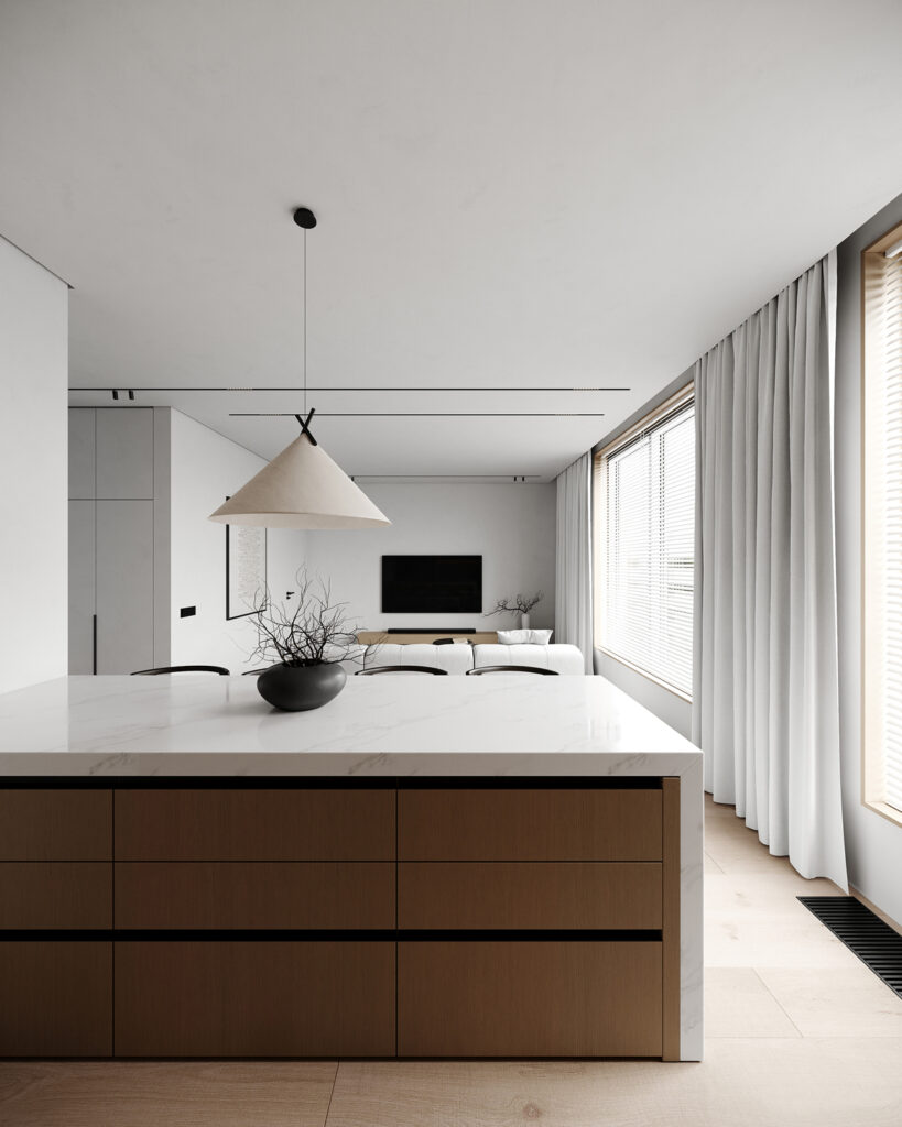 Apartment K — contemporary interior design project in Belgrade, Serbia, by BIRO19. Modern apartment defined by calm tones, natural textures, and refined spatial balance.