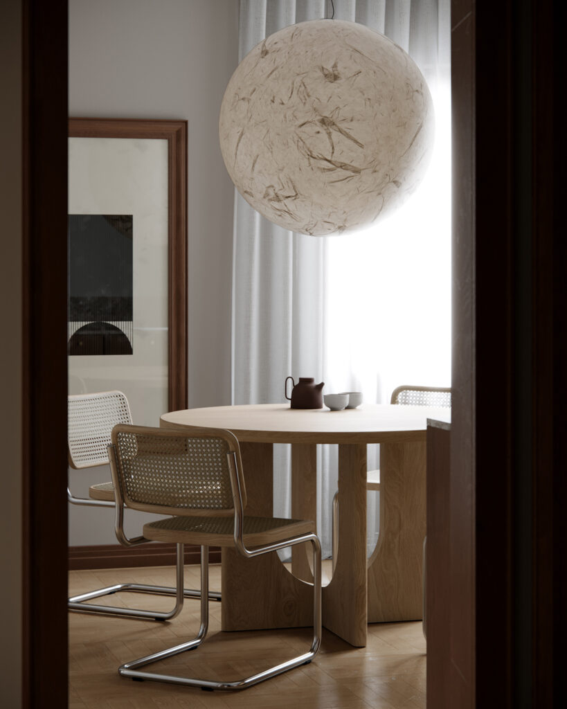 Interior design of Apartment V in Vrnjačka Banja, Serbia by BIRO19, featuring natural materials, warm tones and minimalist composition.