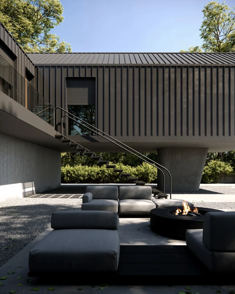 House on Stilts exterior view along the Danube riverside