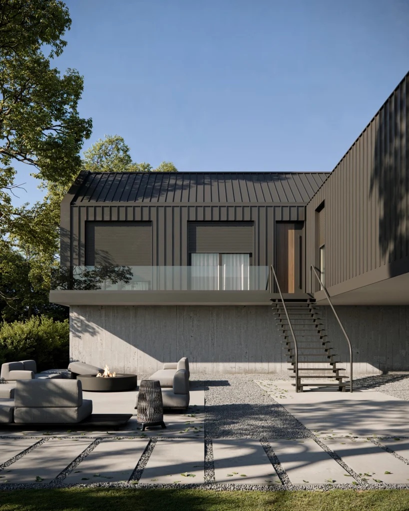 House on Stilts exterior view along the Danube riverside