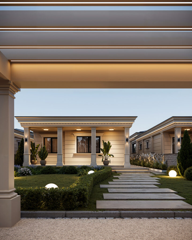 House S — contemporary residential architecture project in Surduk, Serbia. Modern home defined by clear geometry, natural materials, and seamless connection with the surrounding landscape.