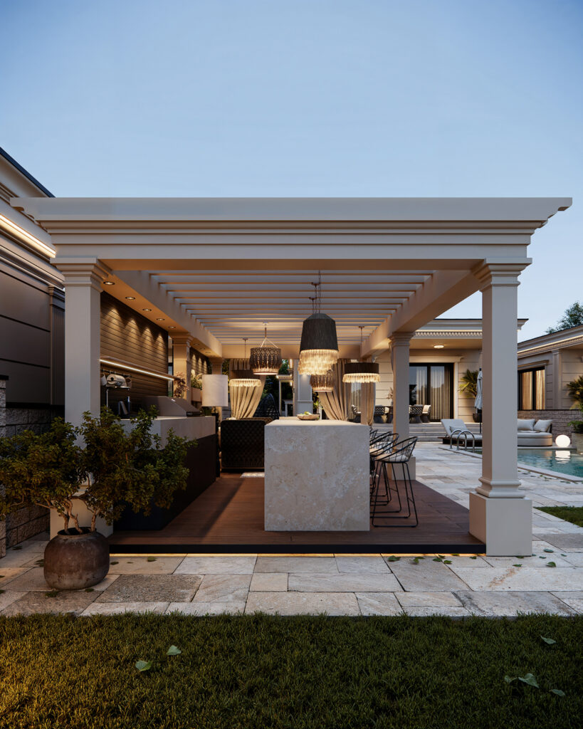 House S — contemporary residential architecture project in Surduk, Serbia. Modern home defined by clear geometry, natural materials, and seamless connection with the surrounding landscape.