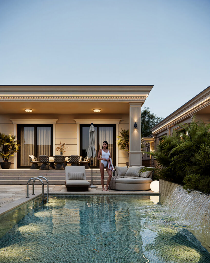 House S — contemporary residential architecture project in Surduk, Serbia. Modern home defined by clear geometry, natural materials, and seamless connection with the surrounding landscape.