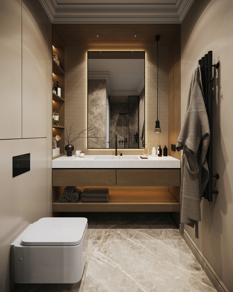 House S — contemporary interior project in Surduk, Serbia. Warm tones, natural finishes, and minimal forms create a calm and balanced atmosphere.