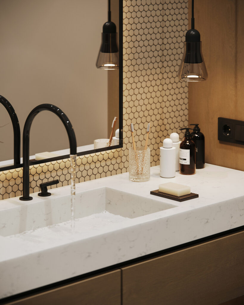 House S — contemporary interior project in Surduk, Serbia. Warm tones, natural finishes, and minimal forms create a calm and balanced atmosphere.