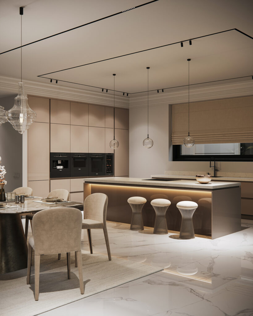 House S — contemporary interior project in Surduk, Serbia. Warm tones, natural finishes, and minimal forms create a calm and balanced atmosphere.