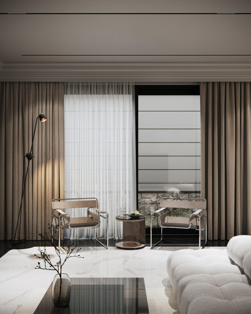 House S — contemporary interior project in Surduk, Serbia. Warm tones, natural finishes, and minimal forms create a calm and balanced atmosphere.