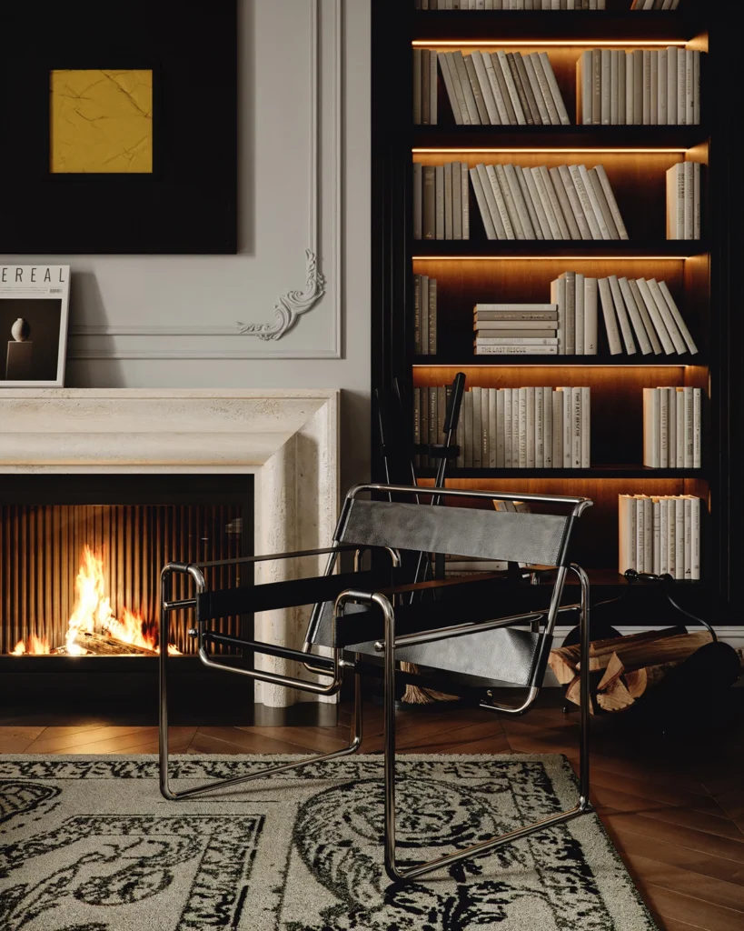 Luxury apartment renovation in Vienna, blending historic classicism with modern design aesthetics.